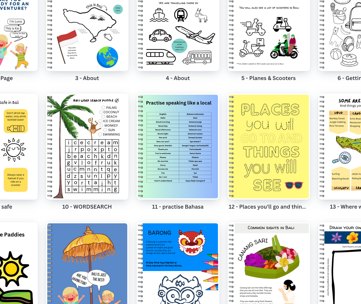 Diario di viaggio digitale per bambini Little Vagabonds - Edizione Bali
