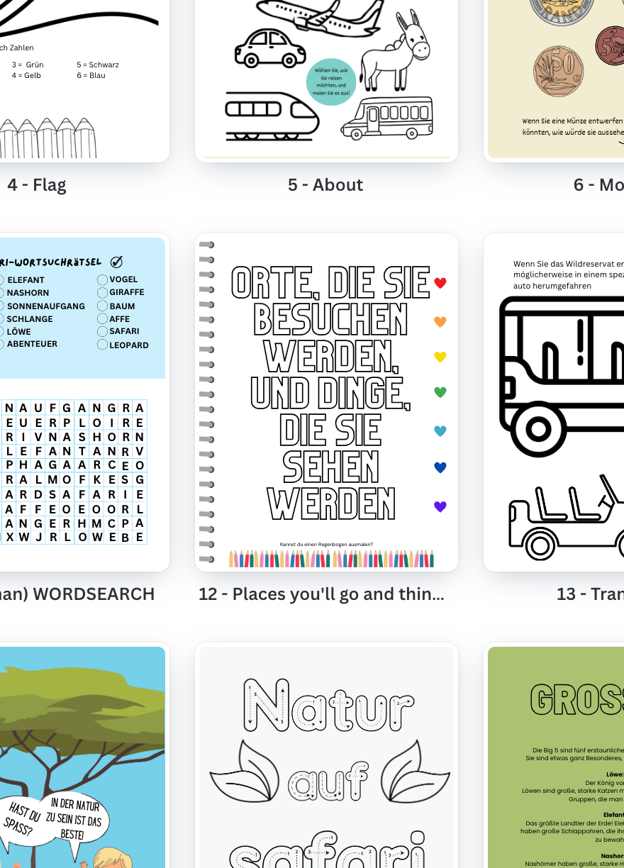 Little Vagabonds Digital Travel Journal for Kids - The South African Safari Edition (GERMAN)