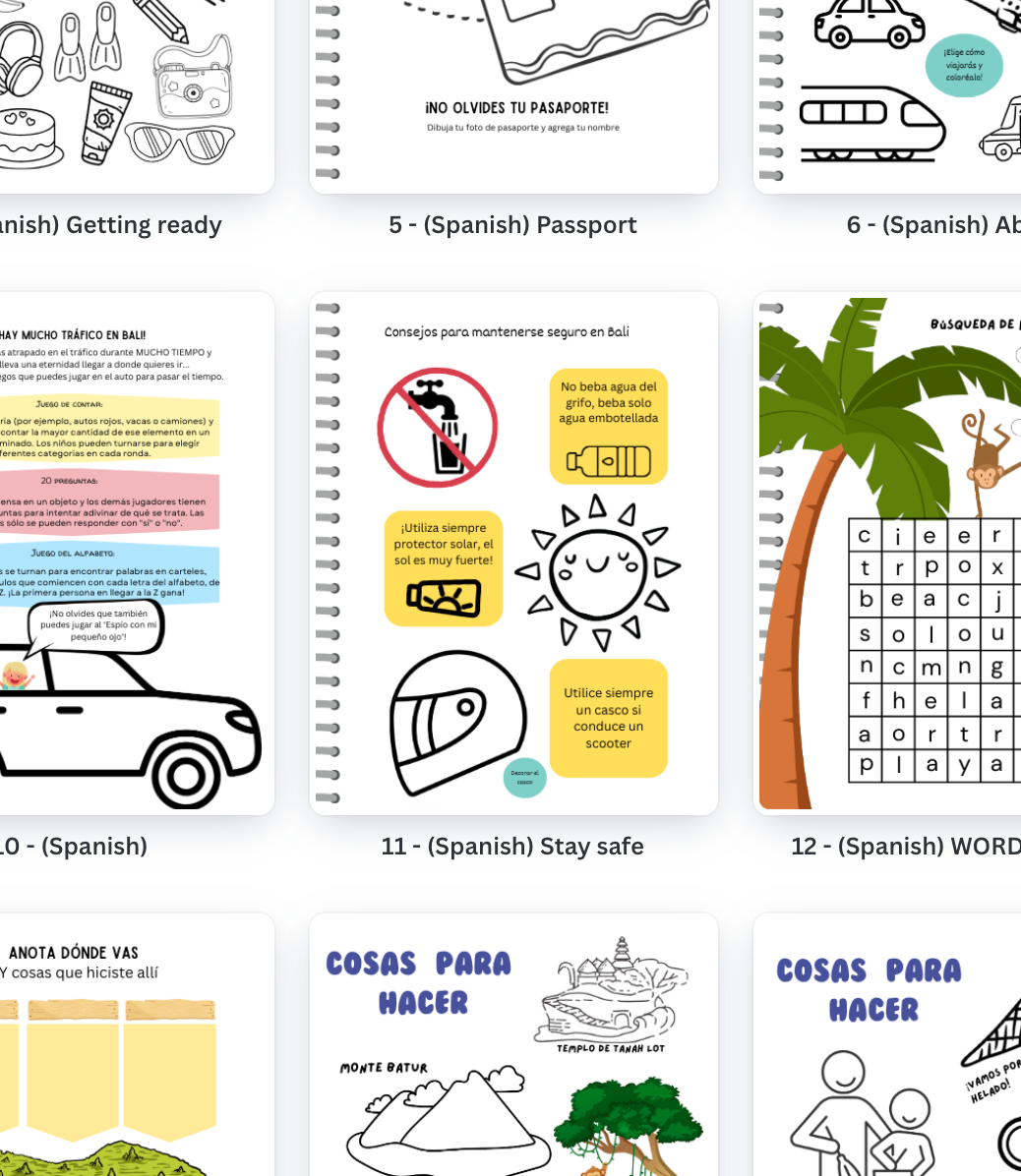 Little Vagabonds Digital Travel Journal for Kids - The Bali Edition (SPANISH)