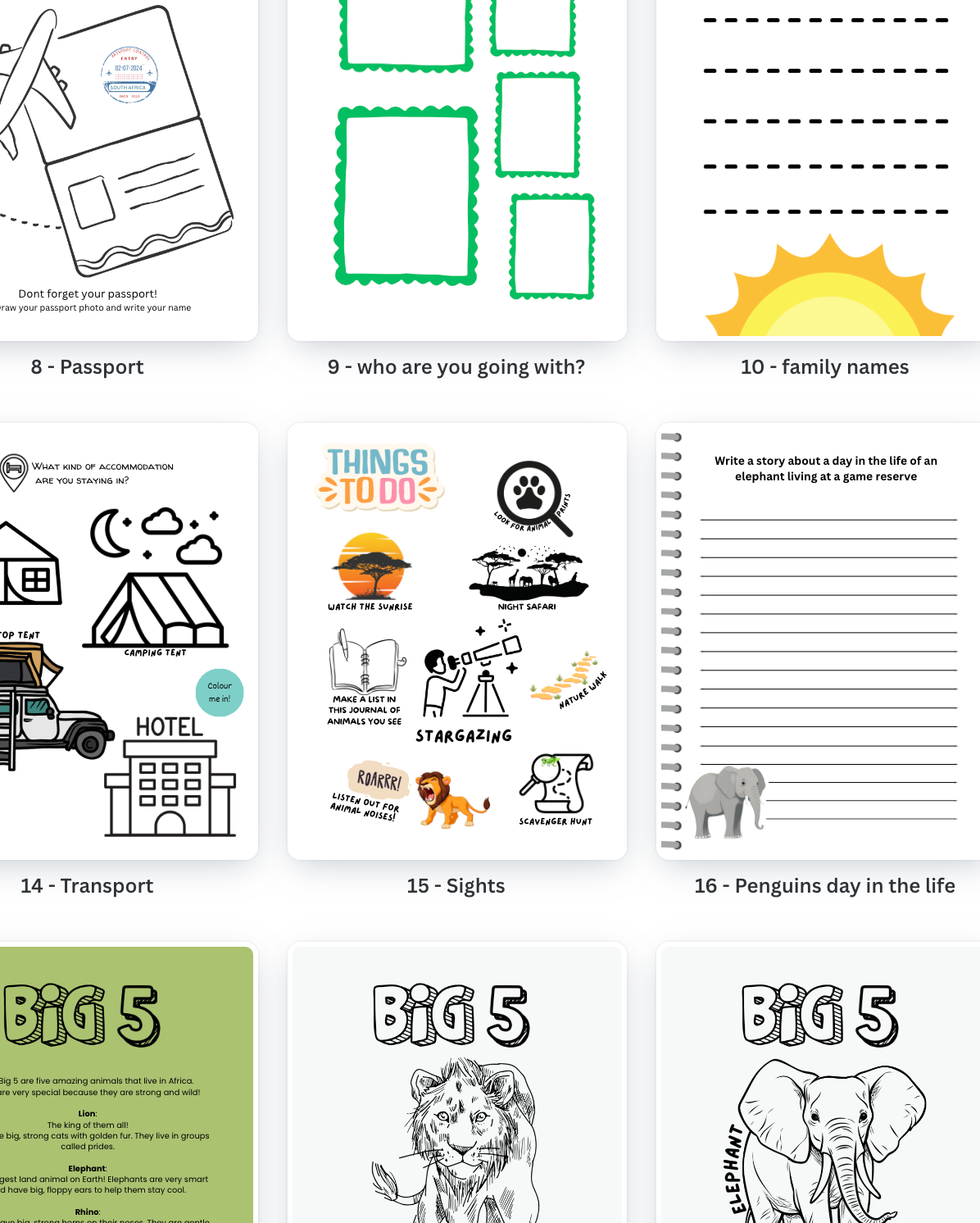 Little Vagabonds Digital Travel Journal for Kids - The South African Safari Edition (ENGLISH)